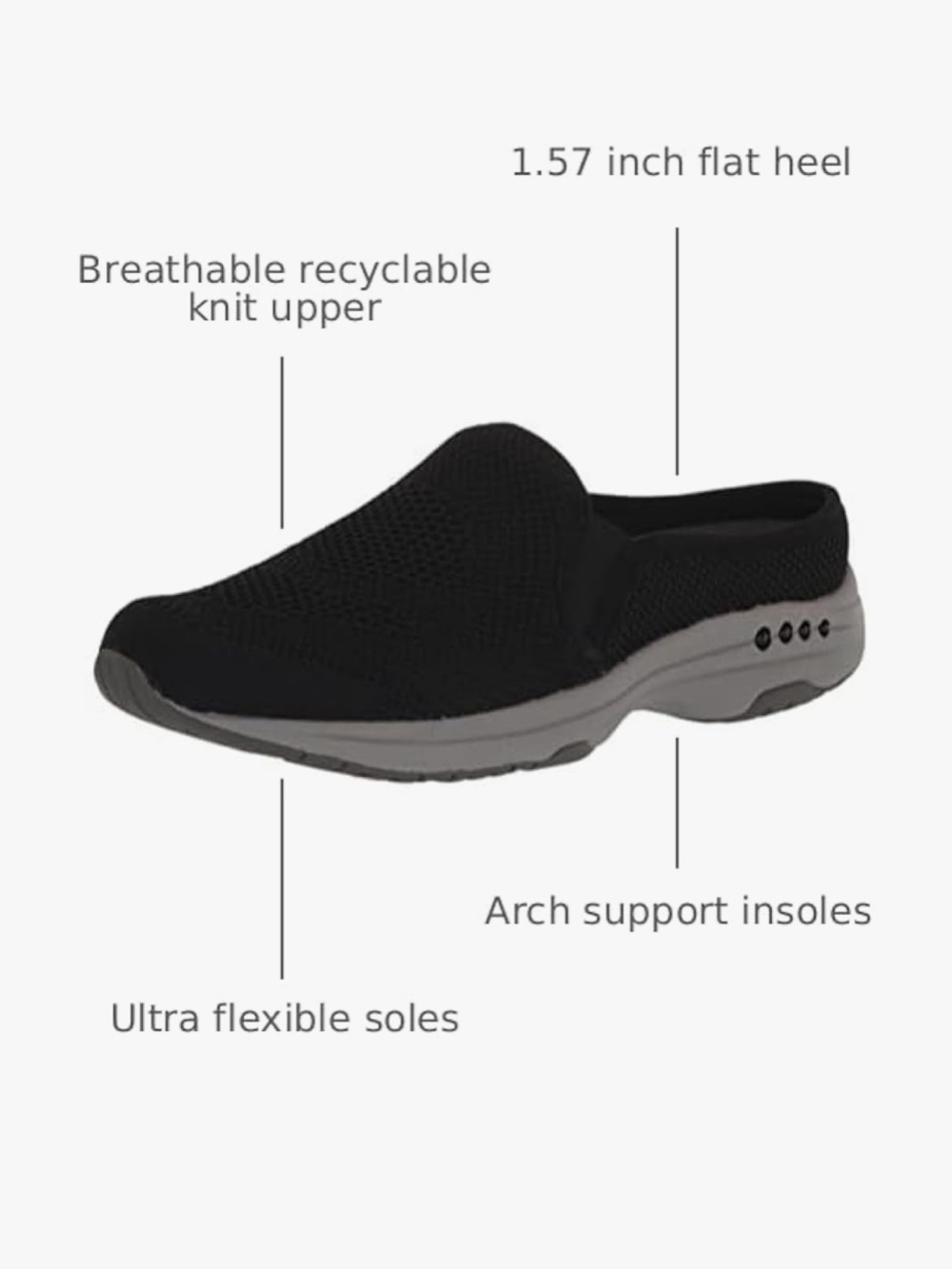 Easy Spirit Takeknit2 Mesh Slip-On Mule sneakers with Gray Sole. NWT 8.5 X-wide - Picture 2 of 9